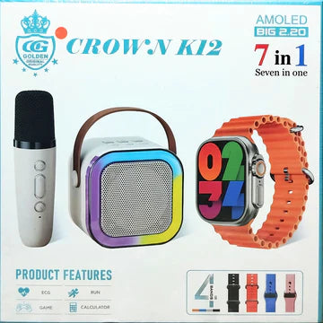 Crown K12 7 in 1 (Watch + Bluetooth Speaker & Mic )