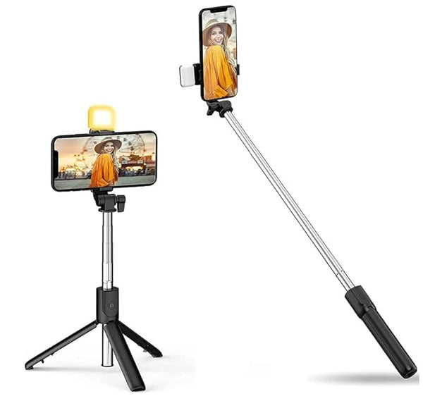 Raptas R1S 3-in-1 Tripod / Selfie Stick with LED Light & Bluetooth Remote
