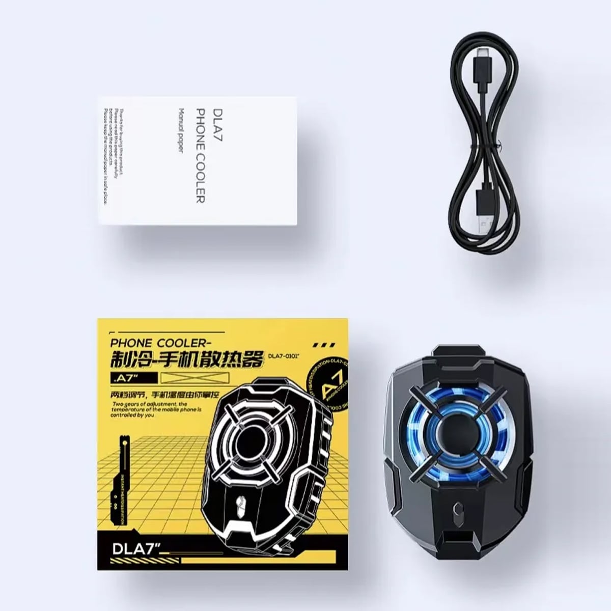 Memo DLA7 Mobile Cooler Fan | RGB Gaming LED